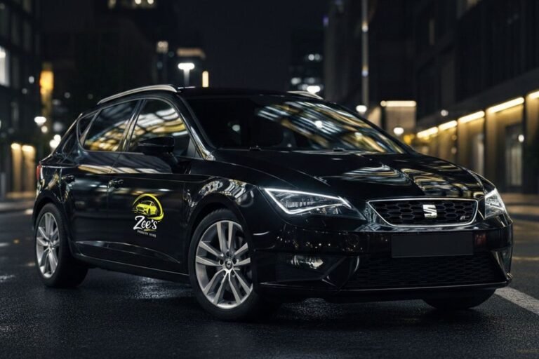 Seat Leon EcoMotiv fleet car parked for professional taxi and private hire service.